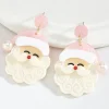 Fashion Dear-Lover Bright Pearl Decor Cute Father Christmas Earrings White