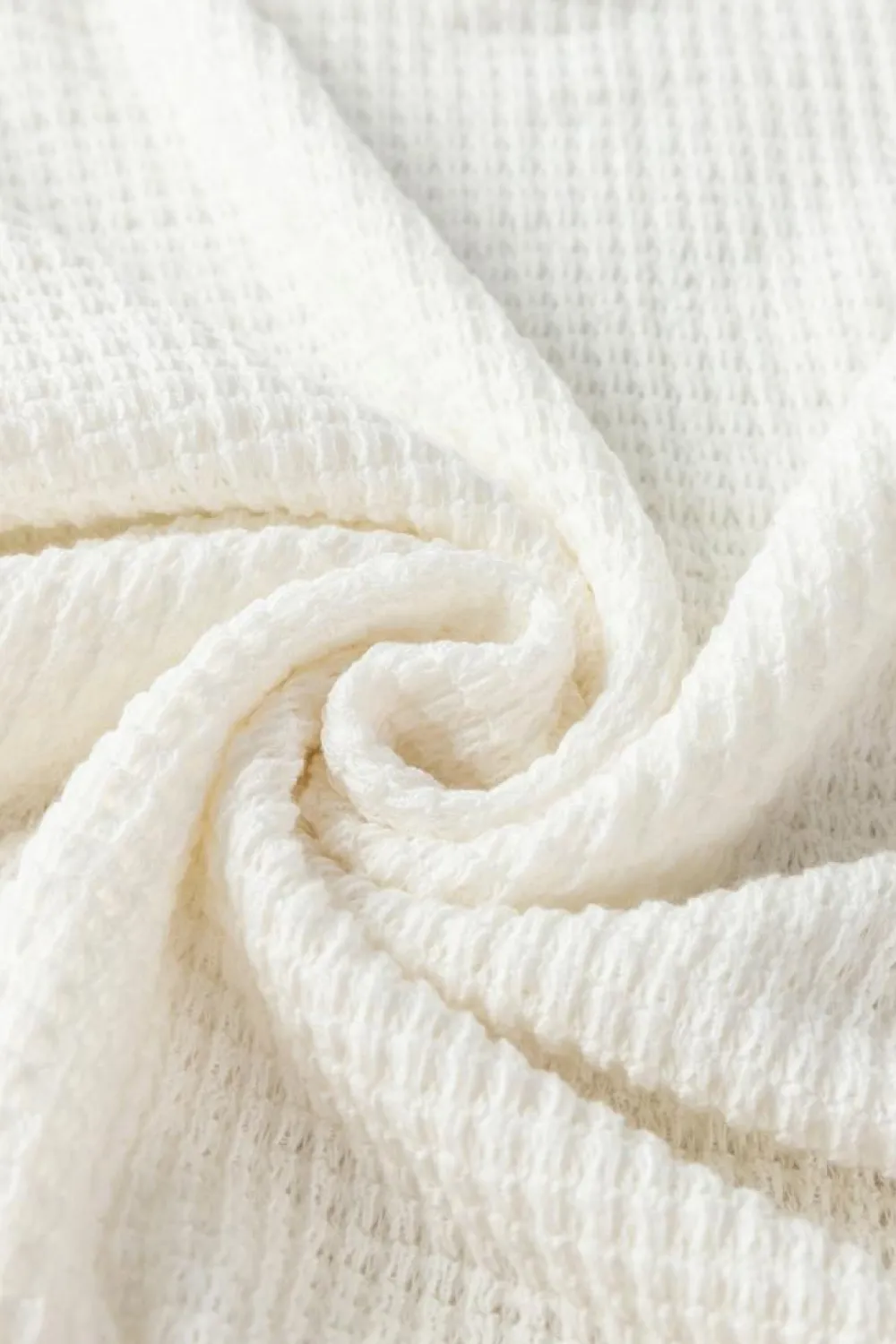 Fashion Dear-Lover Broderie Anglaise Puff Sleeve Waffle Knit Tee White