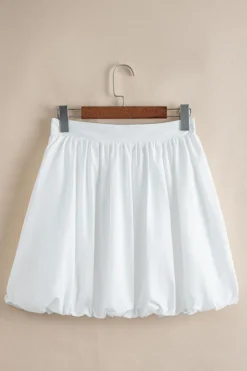 Discount Dear-Lover Bubble Mini Skirt with Pockets White
