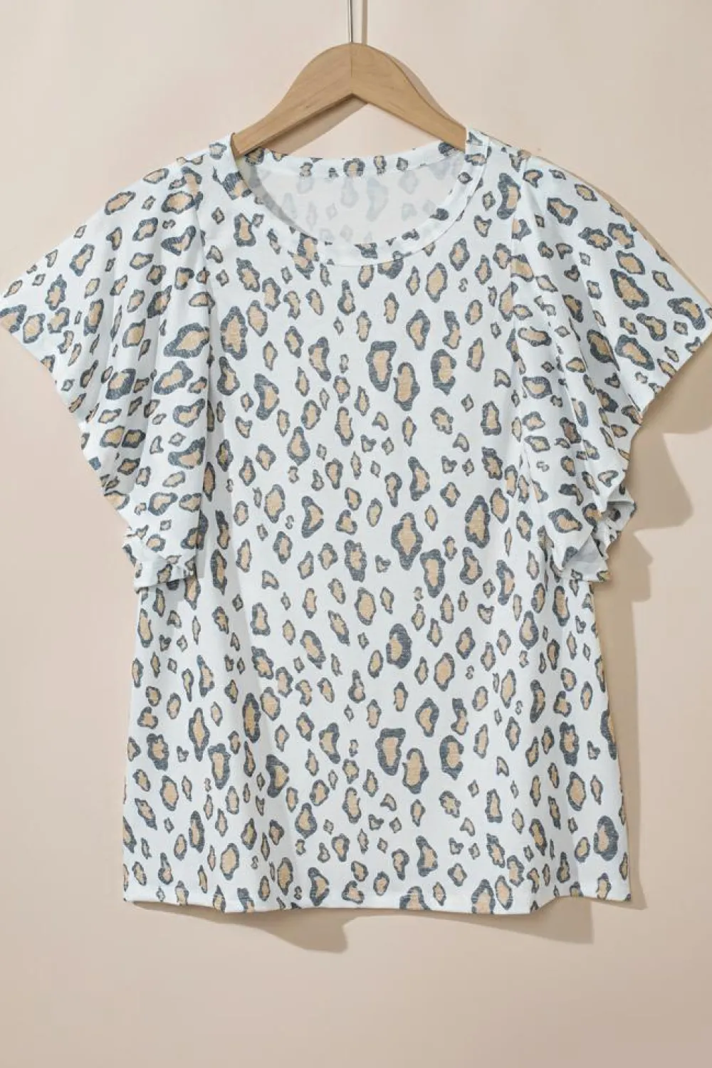 Best Dear-Lover Butterfly Sleeve Leopard Print Top White