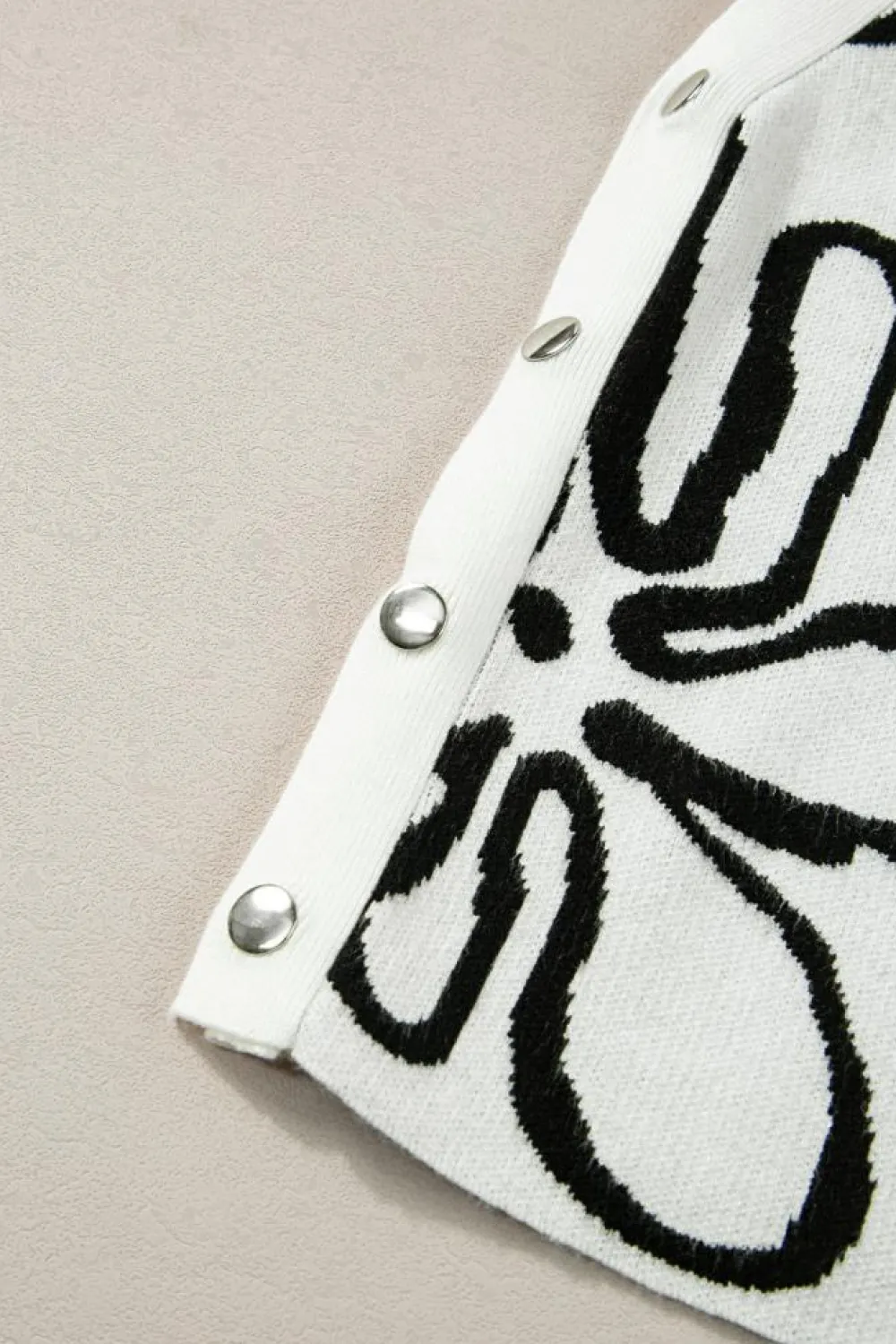 Outlet Dear-Lover Button Sides Sleeveless Floral Knitted Top White