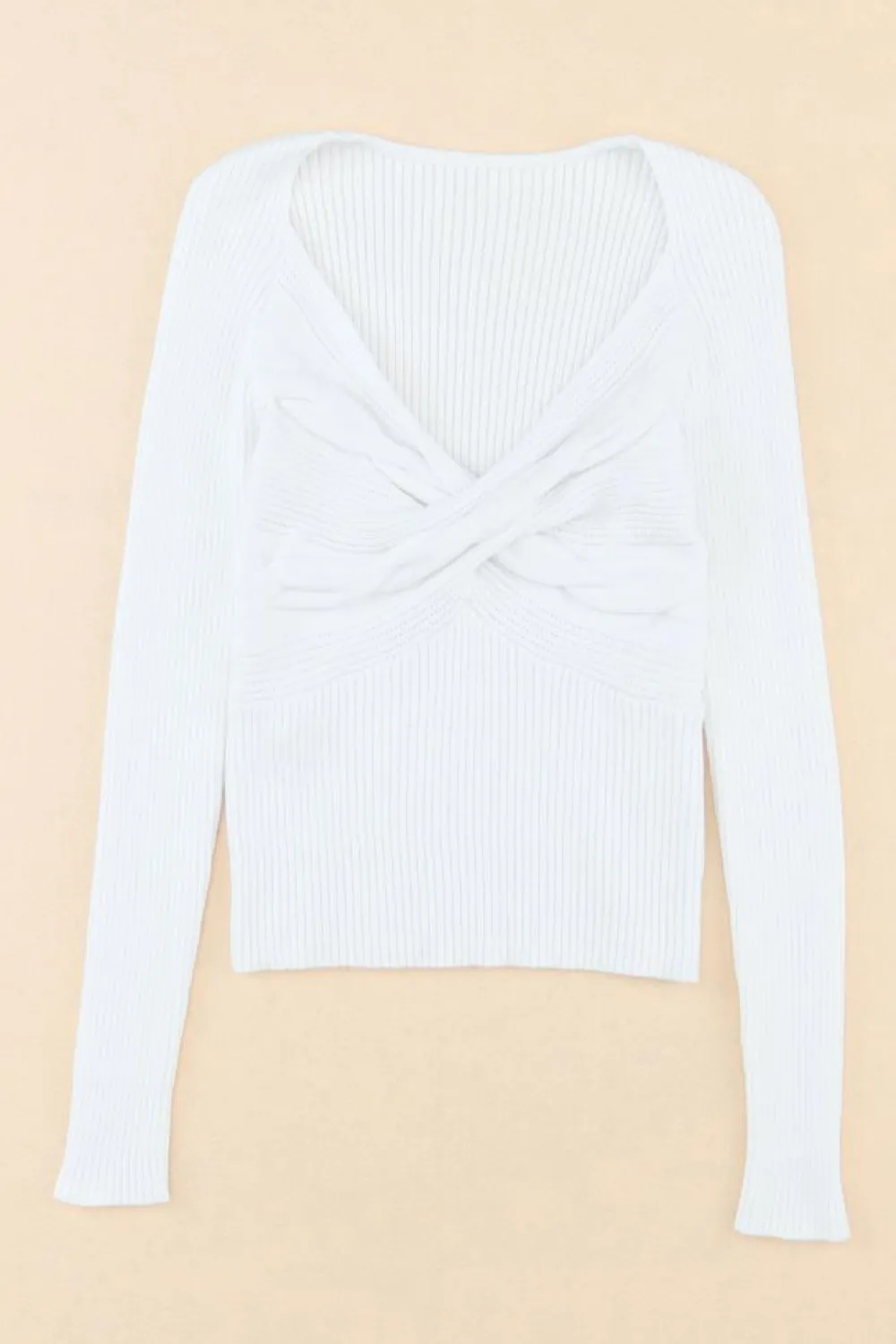 New Dear-Lover Cable Crossed V Neck Sweater White