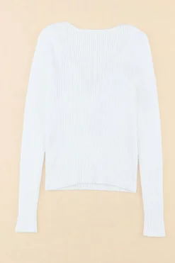New Dear-Lover Cable Crossed V Neck Sweater White