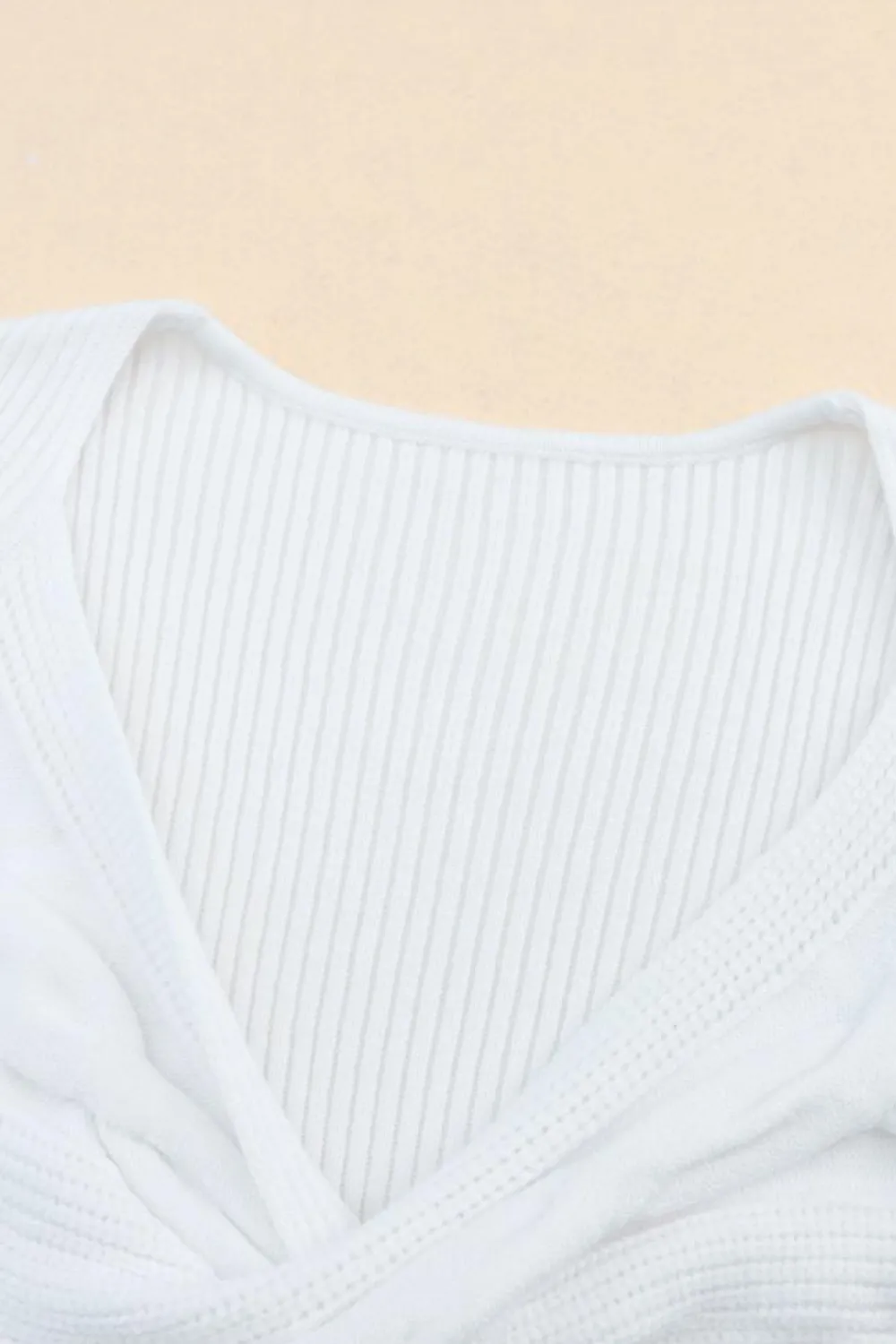 New Dear-Lover Cable Crossed V Neck Sweater White