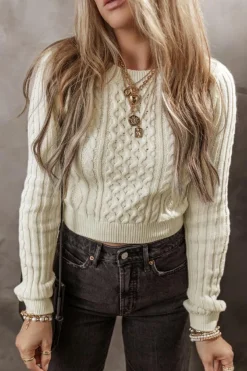Outlet Dear-Lover Cable Knit Cropped Sweater White