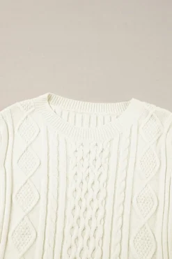 Outlet Dear-Lover Cable Knit Cropped Sweater White