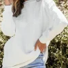 New Dear-Lover Cable Textured Long Sleeve Round Neck Top White