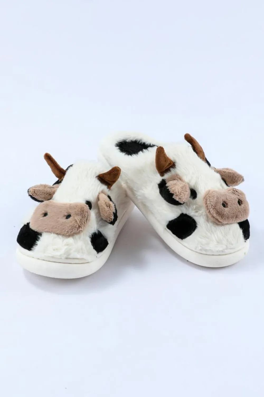 Outlet Dear-Lover Cartoon Animal Cow Plush Slippers White