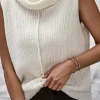 Sale Dear-Lover Central Seam Cowl Neck Sweater Vest White