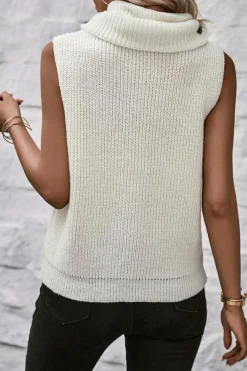 Sale Dear-Lover Central Seam Cowl Neck Sweater Vest White