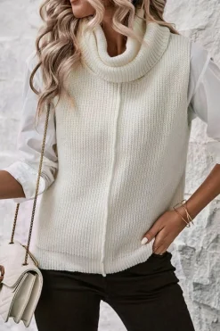 Sale Dear-Lover Central Seam Cowl Neck Sweater Vest White
