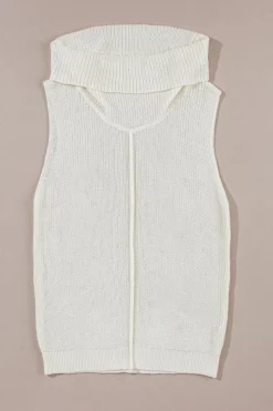 Sale Dear-Lover Central Seam Cowl Neck Sweater Vest White
