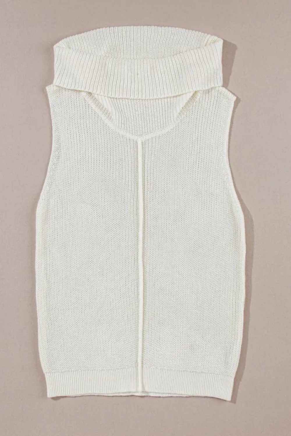 Sale Dear-Lover Central Seam Cowl Neck Sweater Vest White