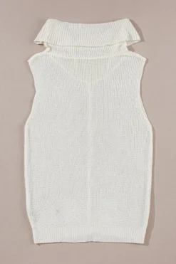 Sale Dear-Lover Central Seam Cowl Neck Sweater Vest White