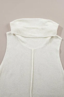 Sale Dear-Lover Central Seam Cowl Neck Sweater Vest White