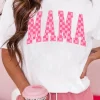 Discount Dear-Lover Checkered MAMA Letter Graphic T Shirt White