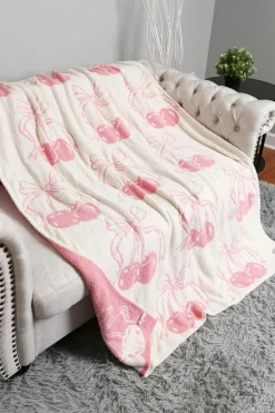 Discount Dear-Lover Cheery Print Reversible Soft Blanket 127*152cm White