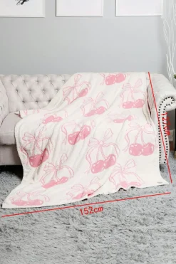 Discount Dear-Lover Cheery Print Reversible Soft Blanket 127*152cm White