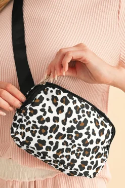 Clearance Dear-Lover Cheetah Print Multi Interlayer Zipped Crossbody Bag White