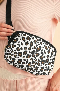 Clearance Dear-Lover Cheetah Print Multi Interlayer Zipped Crossbody Bag White