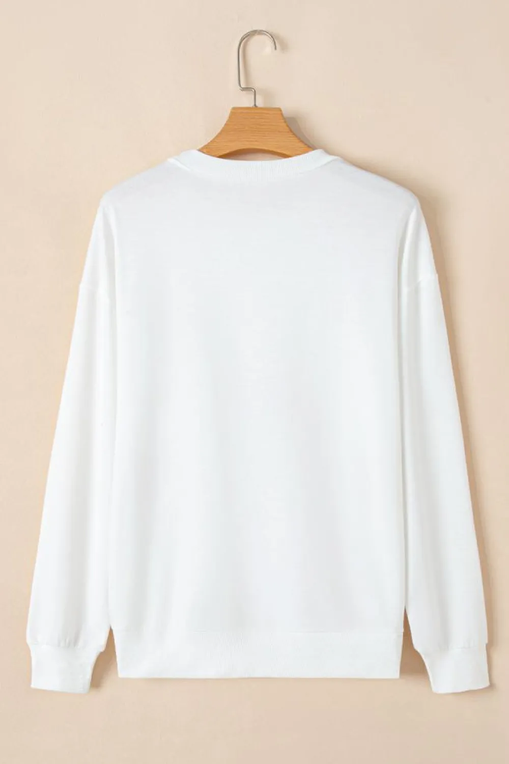 Sale Dear-Lover Chenille Bowknot Graphic Drop Shoulder Baggy Sweatshirt White