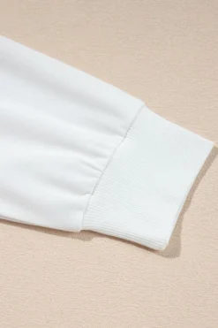 Sale Dear-Lover Chenille Bowknot Graphic Drop Shoulder Baggy Sweatshirt White