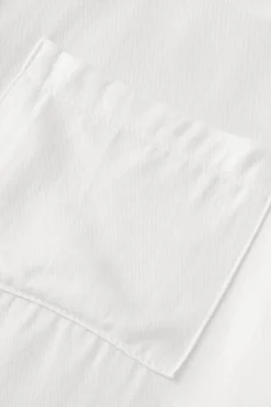 Clearance Dear-Lover Chest Pocket Buttoned Rolled Short Sleeve Shirt White