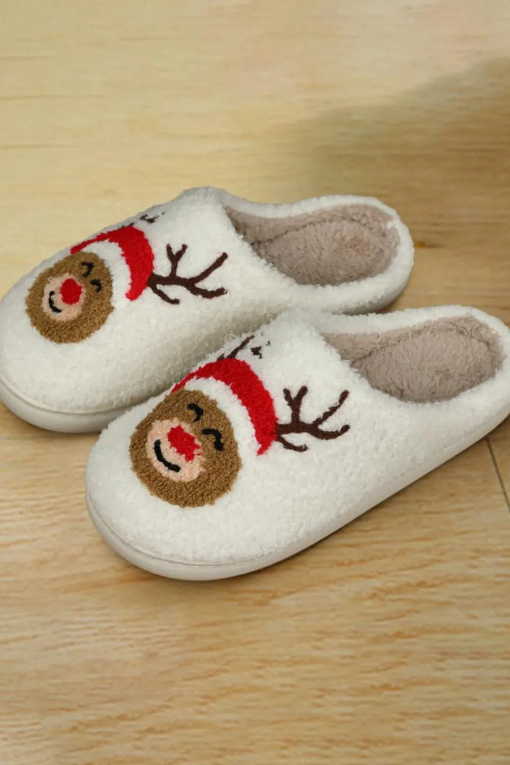 Outlet Dear-Lover Christmas Deer Home Indoor Plush Slippers White