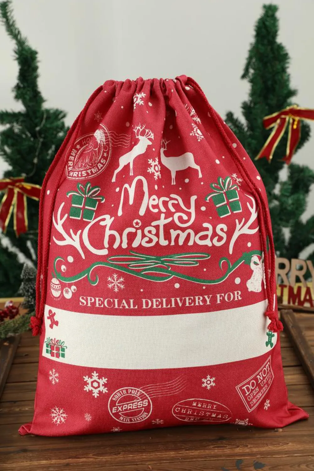 Clearance Dear-Lover Christmas Drawstring Large Gift Bag 50*66cm White