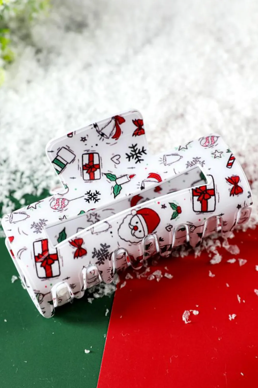 Outlet Dear-Lover Christmas Pattern Print Cut Out Hair Claw Clip White