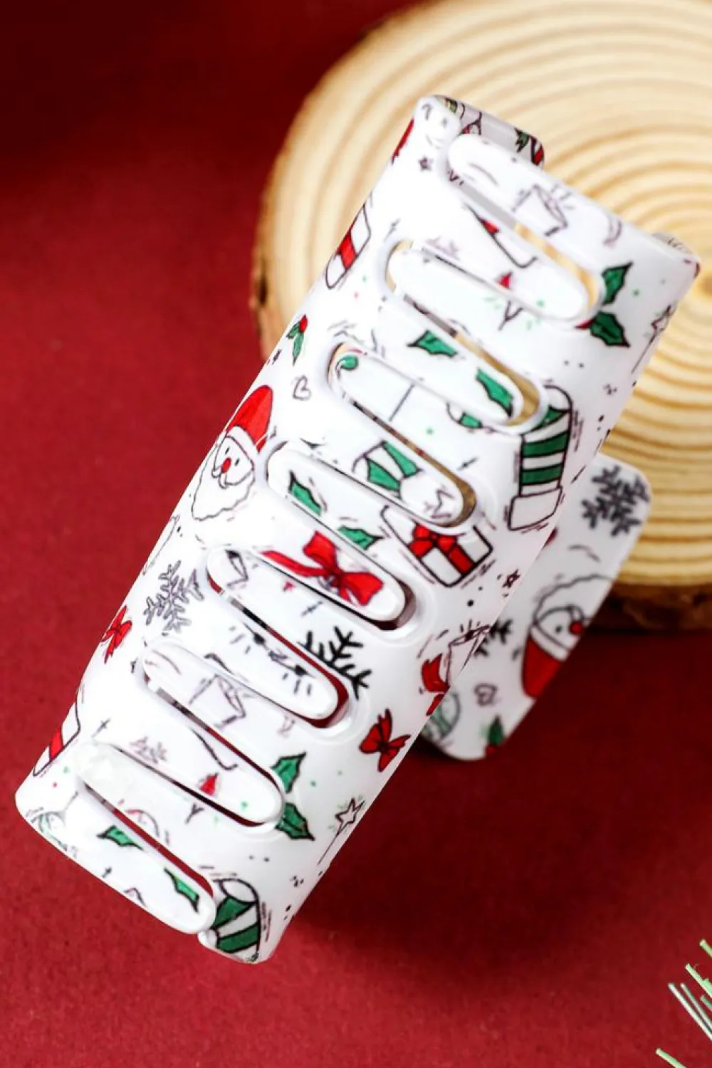 Outlet Dear-Lover Christmas Pattern Print Cut Out Hair Claw Clip White