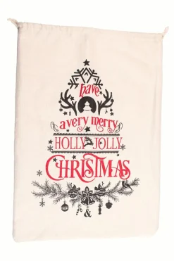 Clearance Dear-Lover Christmas Pattern Print Drawstring Large Gift Sack White