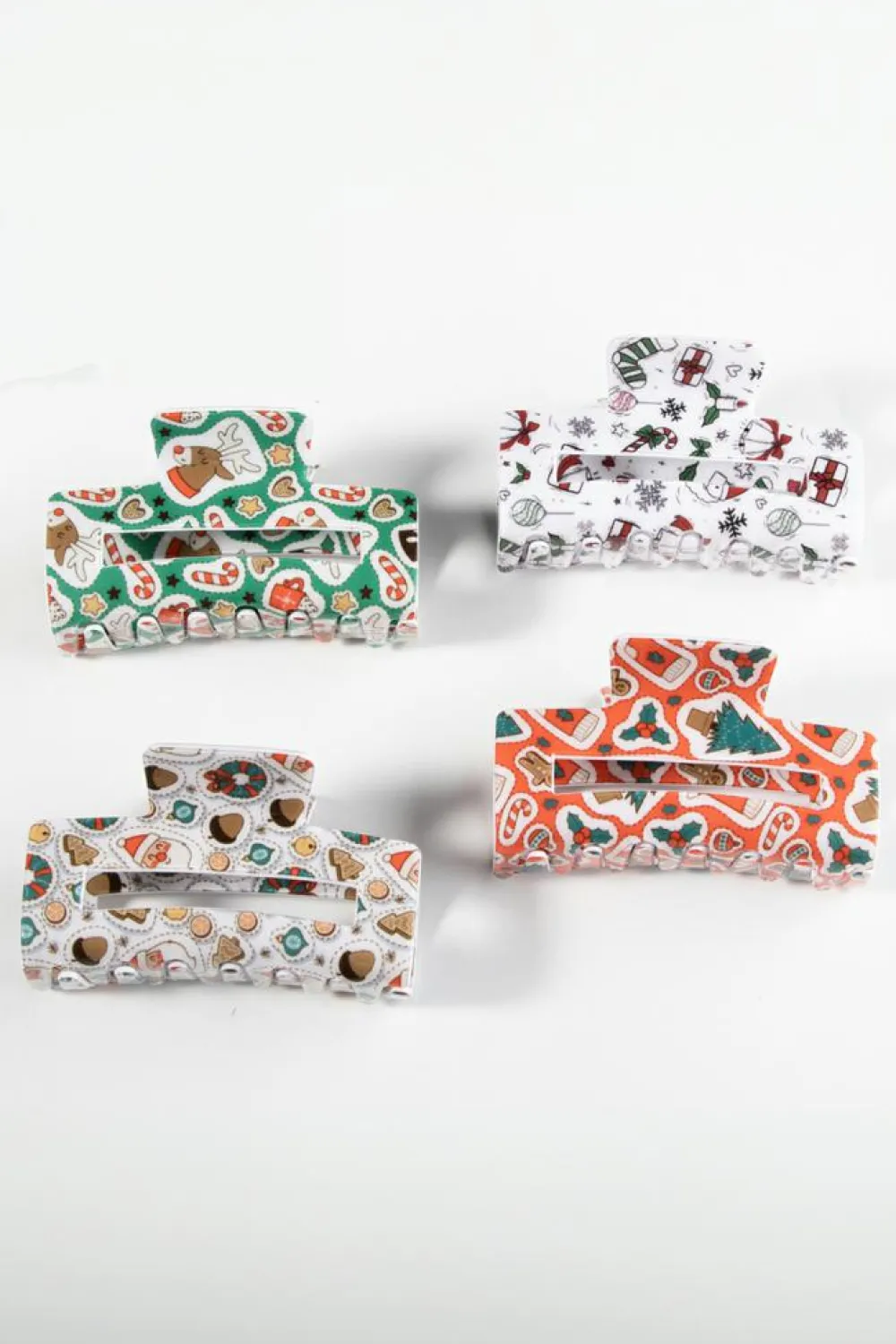 Outlet Dear-Lover Christmas Pattern Print Cut Out Hair Claw Clip White