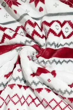 Hot Dear-Lover Christmas Reindeer Snowflake Printed Sherpa Blanket White