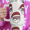 Hot Dear-Lover Christmas Santa Claus Diamond Thermos Cup with Straw 40oz White