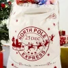 Clearance Dear-Lover Christmas Santa Claus Elk Letter Print Drawstring Gift Sack Bag White