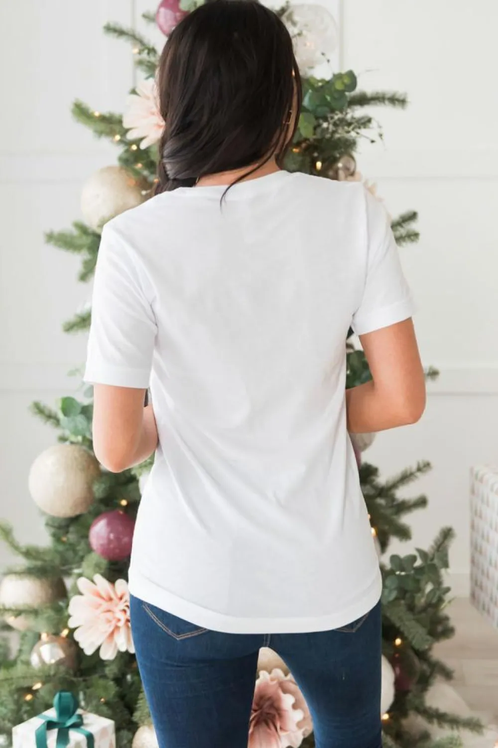 Discount Dear-Lover Christmas Tree Graphic Tee White