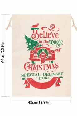 Outlet Dear-Lover Christmas Tree Truck Print Drawstring Large Gift Bag White
