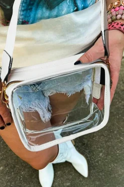 Online Dear-Lover Clear PVC Leather Strap Crossbody Bag White