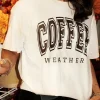 Online Dear-Lover COFFEE WEATHER Round Neck Graphic T Shirt White