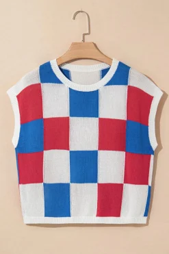 Outlet Dear-Lover Color Block Cap Sleeve Sweater White