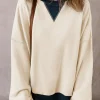 Best Dear-Lover Color Block Patch Drop Shoulder Oversized Sweatshirt White