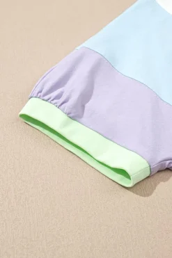 Sale Dear-Lover Color Block Patchwork Half Sleeve Oversized T Shirt White