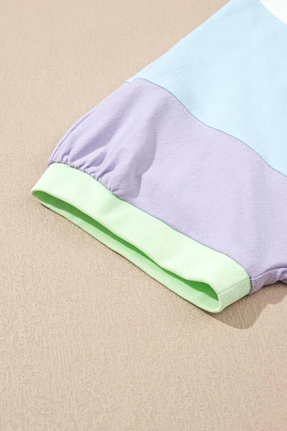 Sale Dear-Lover Color Block Patchwork Half Sleeve Oversized T Shirt White