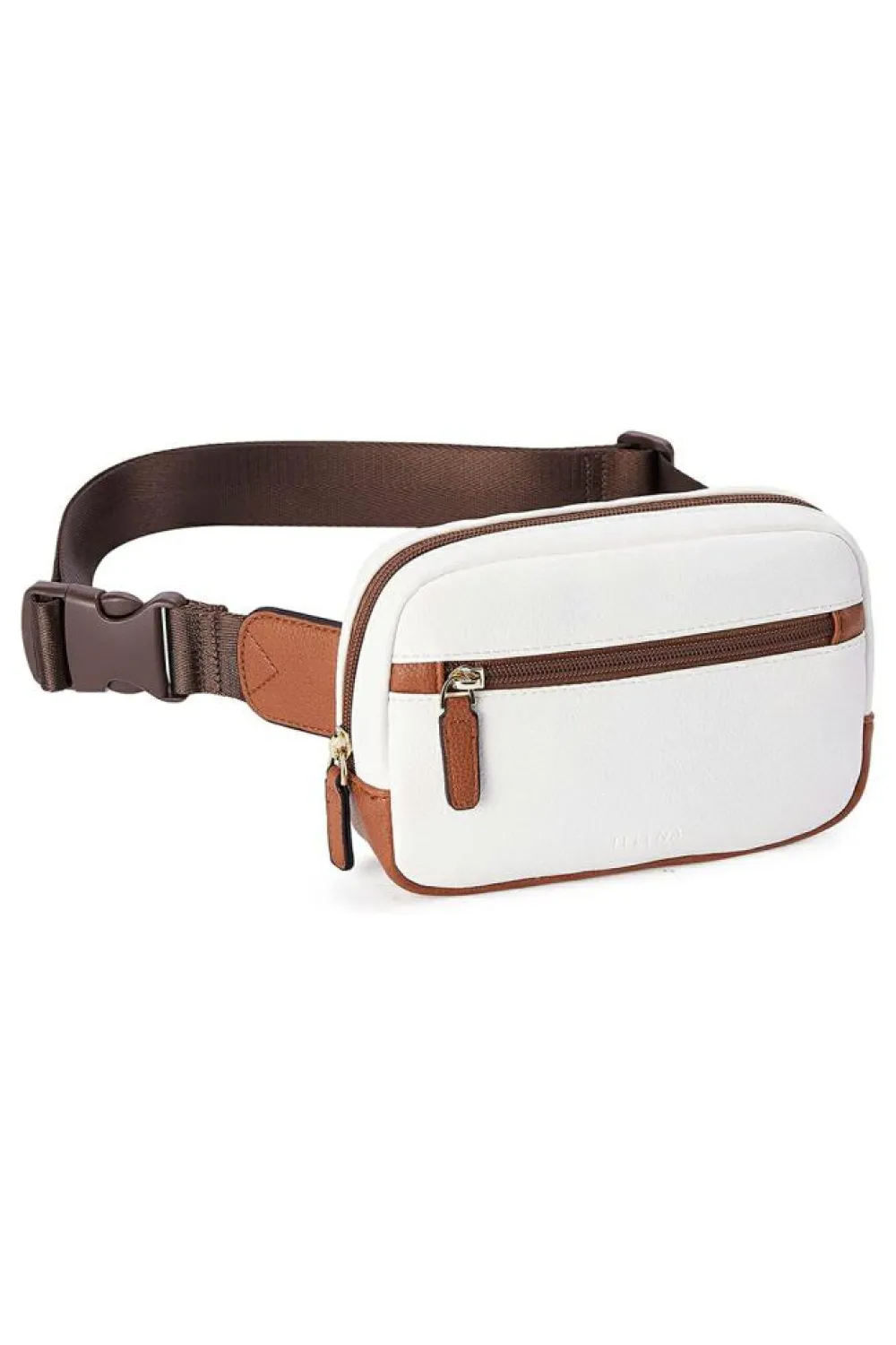 Online Dear-Lover Color Contrast Patched PU Leather Wide Strap Crossbody Bags White