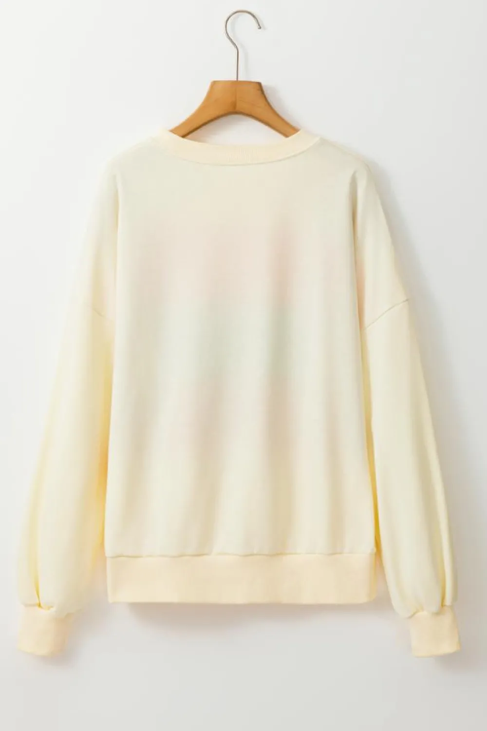 Hot Dear-Lover Colorblock Patchwork Crewneck Drop Shoulder Sweatshirt White