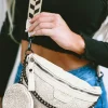 Fashion Dear-Lover Colorblock Strap Chain Shoulder Bag With Coin Purse White