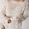 Online Dear-Lover Colorful Confetti Distressed Knit Sweater White