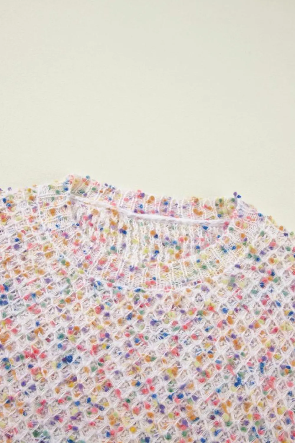 Hot Dear-Lover Confetti Knit Popcorn Sweater Top White