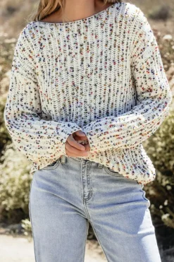Outlet Dear-Lover Confetti Reversible Twist Sweater White